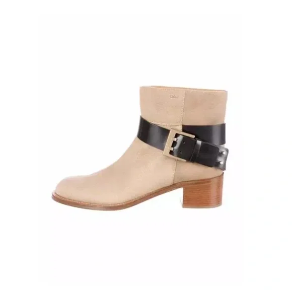 Chloe Beige and Black Ankle Boots - Picture 1 of 15